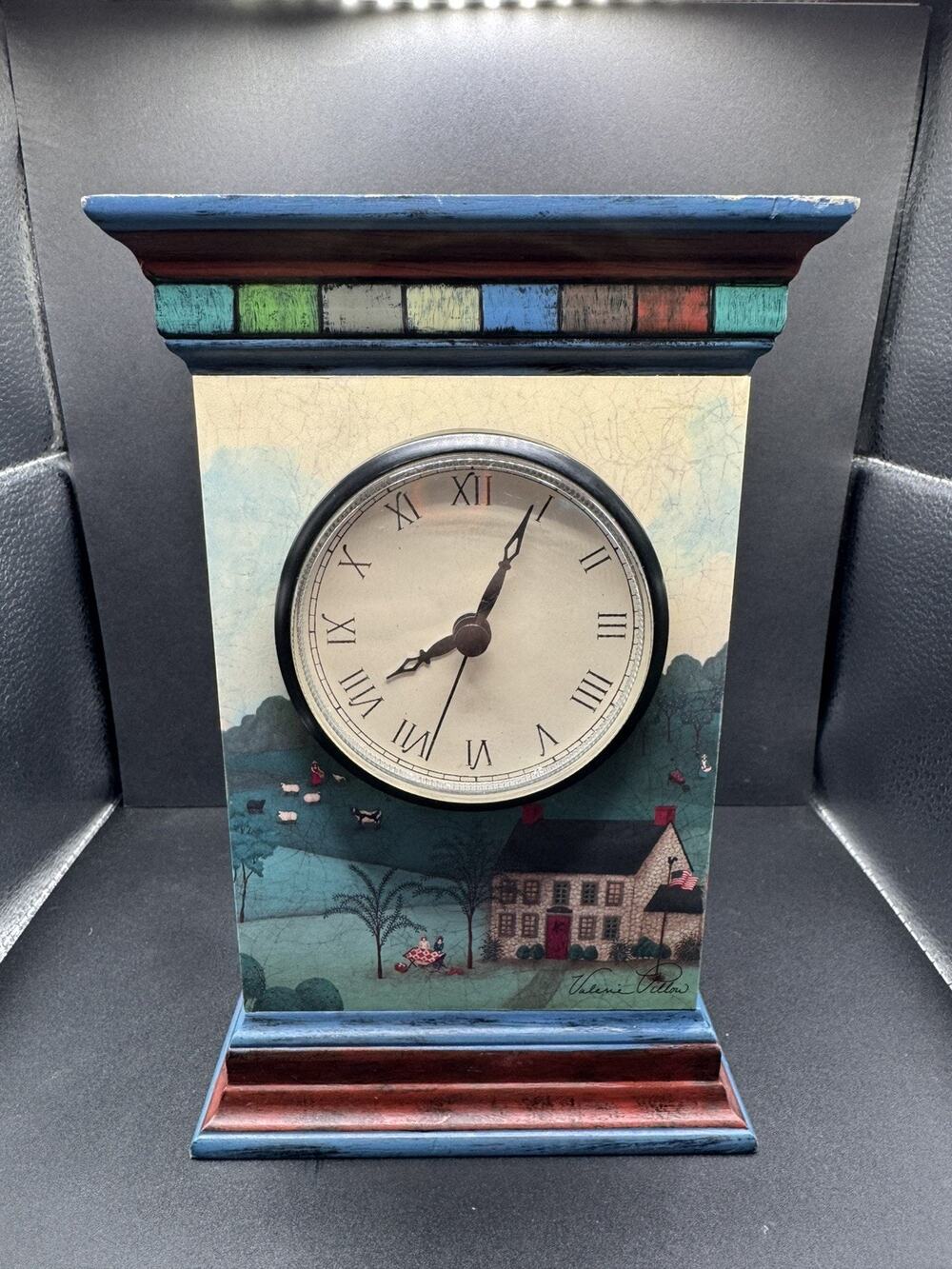 Valerie Pillow Folk Art Americana Wood Rural Country Farm Clock